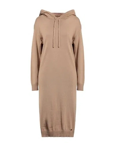 Ottod'ame Woman Midi Dress Camel Size S Viscose, Polyester, Wool In Beige