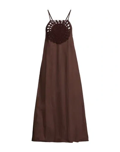 Ottod'ame Woman Midi Dress Chocolate Brown Size 12 Cotton