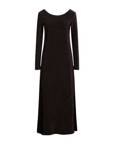 Ottod'ame Woman Midi Dress Cocoa Size L Viscose, Polyester, Polyamide, Elastane In Brown