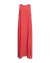 Ottod'ame Woman Midi Dress Coral Size 12 Acetate, Silk In Red
