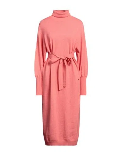 Ottod'ame Woman Midi Dress Coral Size M Wool, Viscose, Polyamide, Cashmere In Red