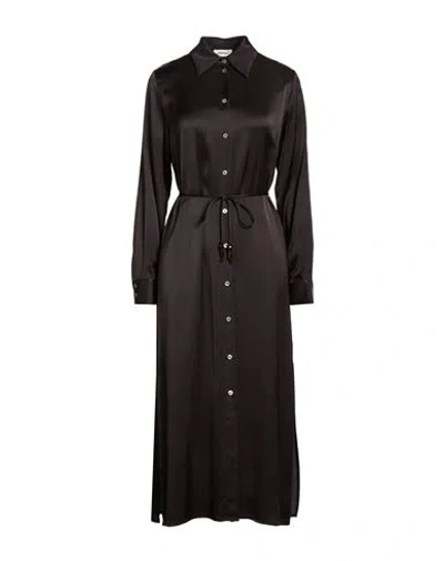 Ottod'ame Woman Midi Dress Dark Brown Size 10 Viscose