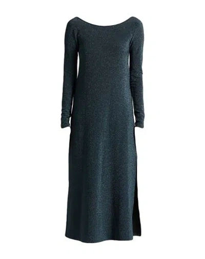 Ottod'ame Woman Midi Dress Deep Teal Size S Viscose, Polyester, Polyamide, Elastane In Blue