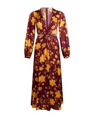 Ottod'ame Woman Midi Dress Garnet Size 2 Viscose In Multi