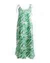 Ottod'ame Woman Midi Dress Green Size 4 Viscose, Linen In Green
