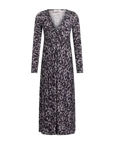 Ottod'ame Woman Midi Dress Grey Size L Viscose, Elastane In Gray