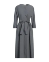 Ottod'ame Woman Midi Dress Lead Size 6 Cotton In Gray