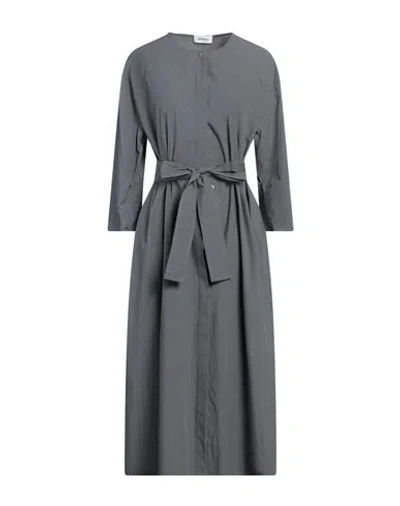 Ottod'ame Woman Midi Dress Lead Size 6 Cotton In Gray