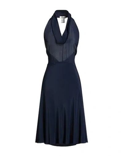 Ottod'ame Woman Midi Dress Midnight Blue Size 10 Acetate, Silk