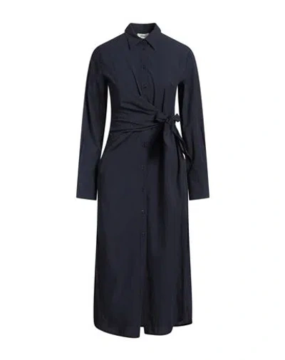 OTTOD'AME OTTOD'AME WOMAN MIDI DRESS MIDNIGHT BLUE SIZE 8 COTTON