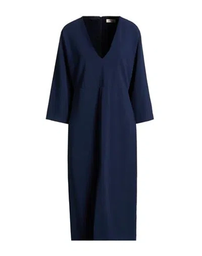 Ottod'ame Woman Midi Dress Midnight Blue Size 12 Polyester, Viscose, Elastane