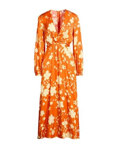 Ottod'ame Woman Midi Dress Orange Size 10 Viscose
