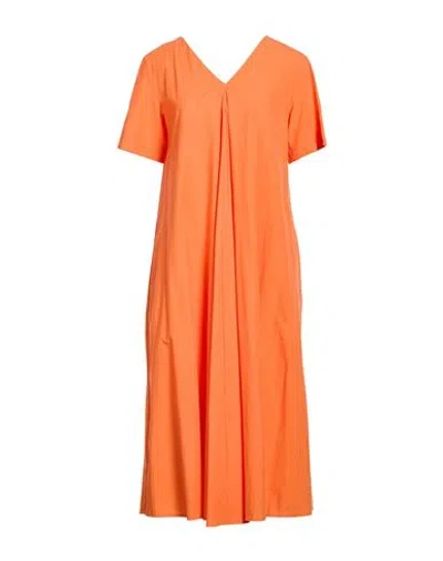 Ottod'ame Woman Midi Dress Orange Size 8 Cotton