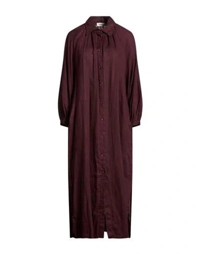 Ottod'ame Woman Midi Dress Plum Size 6 Linen In Purple