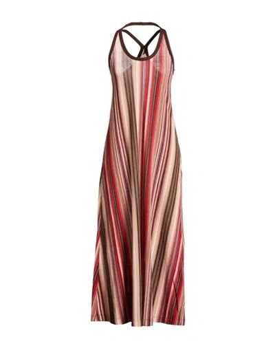 Ottod'ame Woman Midi Dress Red Size 10 Polyester, Cotton, Metal