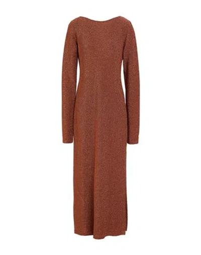 Ottod'ame Woman Midi Dress Rust Size 10 Viscose, Polyester, Nylon, Elastane In Red