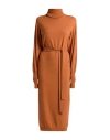 Ottod'ame Woman Midi Dress Rust Size 12 Merino Wool, Viscose, Polyamide, Cashmere