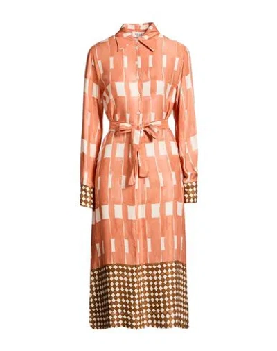 Ottod'ame Woman Midi Dress Salmon Pink Size 8 Viscose