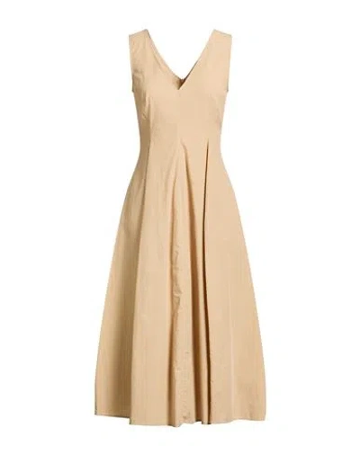 Ottod'ame Woman Midi Dress Sand Size 10 Cotton In Nude