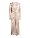 Ottod'ame Woman Midi Dress Sand Size 10 Viscose In Neutral