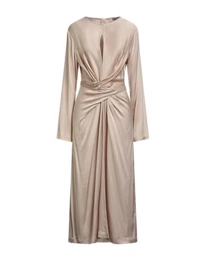 Ottod'ame Woman Midi Dress Sand Size 2 Viscose