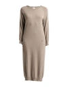 Ottod'ame Woman Midi Dress Taupe Size 10 Merino Wool, Viscose, Polyamide, Cashmere