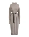 Ottod'ame Woman Midi Dress Taupe Size 12 Merino Wool, Viscose, Polyamide, Cashmere