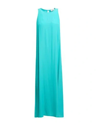 Ottod'ame Woman Midi Dress Turquoise Size 12 Acetate, Silk In Blue