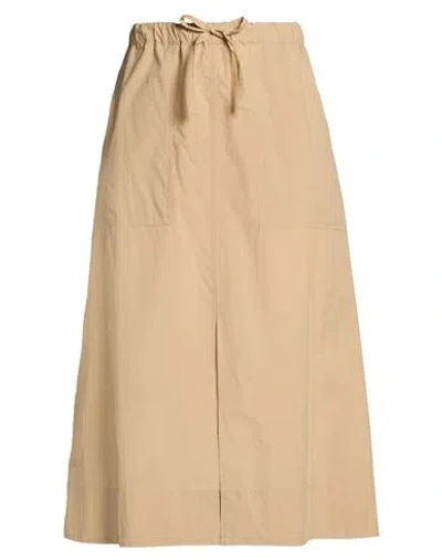 Ottod'ame Woman Midi Skirt Beige Size 10 Cotton In Nude