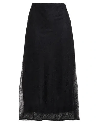 Ottod'ame Woman Midi Skirt Black Size 8 Polyester