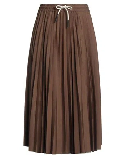 Ottod'ame Woman Midi Skirt Brown Size 10 Viscose, Nylon, Elastane