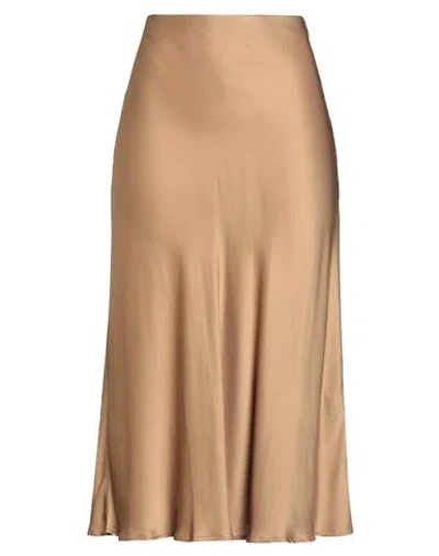 Ottod'ame Woman Midi Skirt Camel Size 6 Viscose