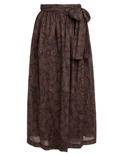 Ottod'ame Woman Midi Skirt Dark Brown Size 6 Cotton