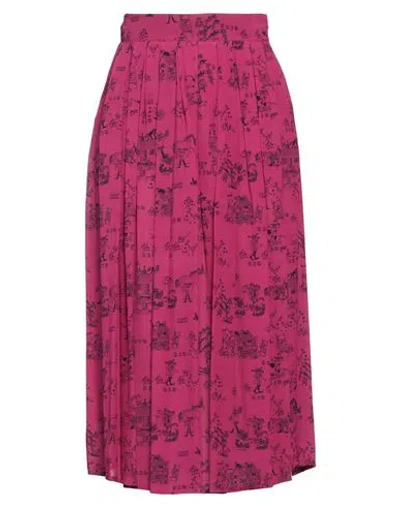 Ottod'ame Woman Midi Skirt Garnet Size 8 Viscose In Red