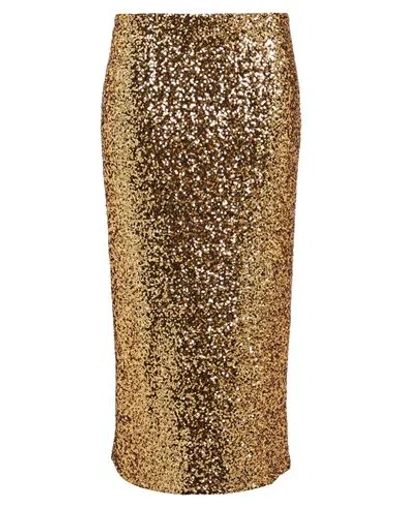 Ottod'ame Woman Midi Skirt Gold Size 12 Polyester