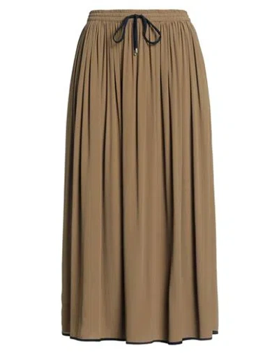 Ottod'ame Woman Midi Skirt Khaki Size 8 Viscose, Silk