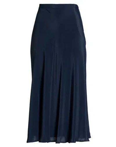 Ottod'ame Woman Midi Skirt Midnight Blue Size 6 Acetate, Silk
