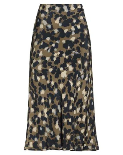 Ottod'ame Woman Midi Skirt Military Green Size 10 Viscose In Multi
