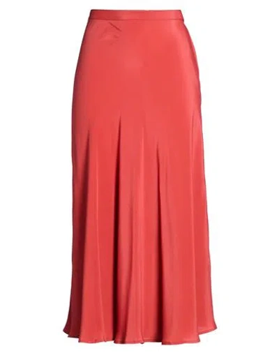 Ottod'ame Woman Midi Skirt Rust Size 8 Acetate, Silk In Red