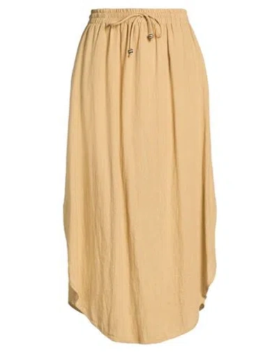 Ottod'ame Woman Midi Skirt Sand Size 8 Linen In Brown