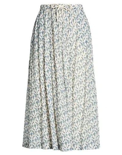 Ottod'ame Woman Midi Skirt Slate Blue Size 10 Cotton In Gray