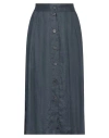 Ottod'ame Woman Midi Skirt Slate Blue Size 12 Linen In Blue