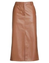 Ottod'ame Woman Midi Skirt Tan Size 10 Polyurethane, Polyester In Brown
