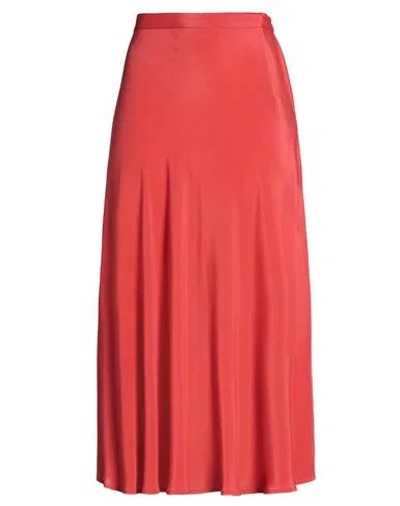 Ottod'ame Woman Midi Skirt Tomato Red Size 10 Acetate, Silk
