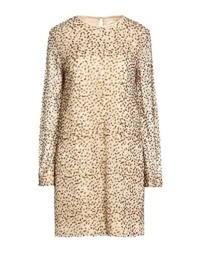 Ottod'ame Woman Mini Dress Beige Size 12 Polyester In Neutral