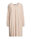 Ottod'ame Woman Mini Dress Beige Size 6 Rayon, Virgin Wool