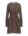 Ottod'ame Woman Mini Dress Black Size 10 Viscose In Brown