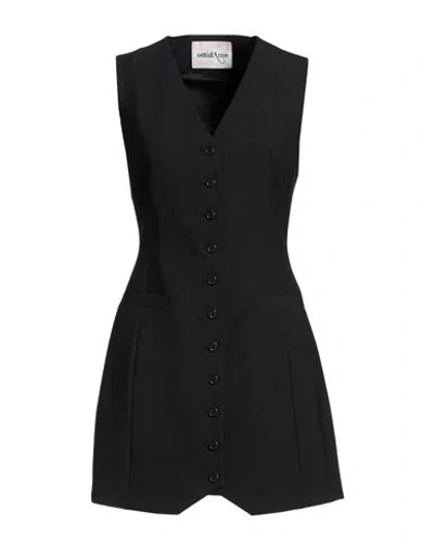 Ottod'ame Woman Mini Dress Black Size 12 Polyester, Virgin Wool, Elastane