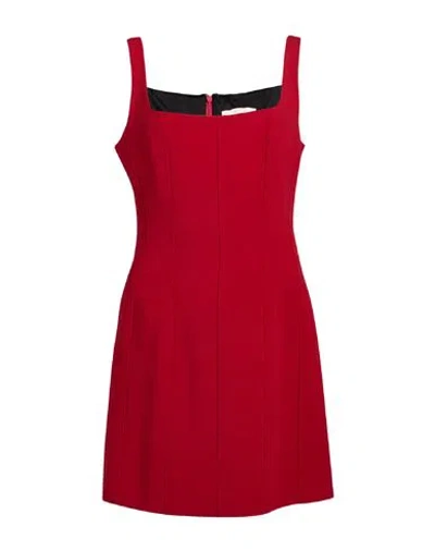 Ottod'ame Woman Mini Dress Brick Size 10 Polyester, Viscose, Elastane In Red