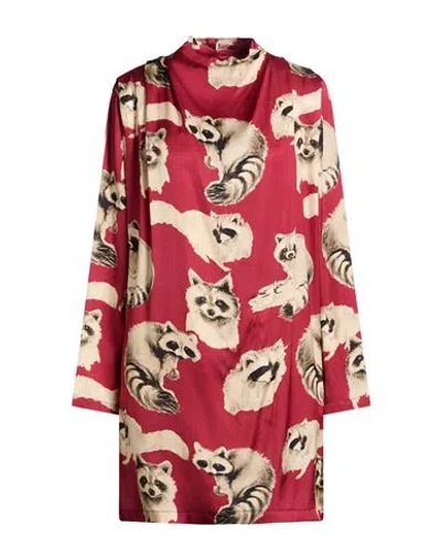 Ottod'ame Woman Mini Dress Brick Size 6 Viscose In Red